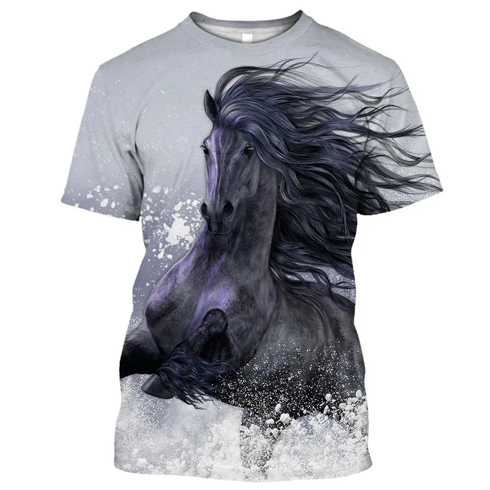 Animal Horse Series Printed Summer Men\'s O-Neck T-Shirts Casual Short Sleeve Oversized Pullover Fashion Streetwear Men Clothing