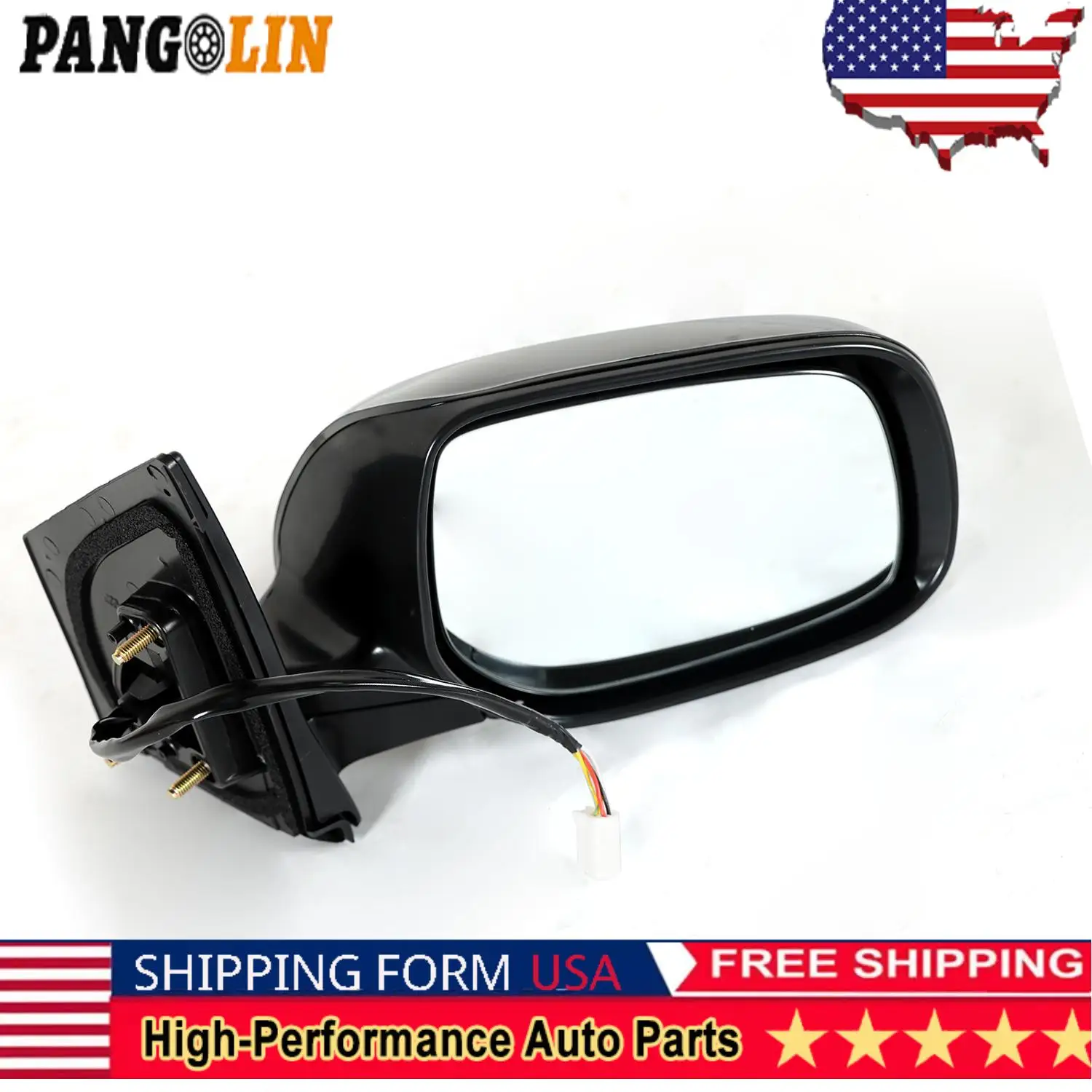 

PANGOLIN 1Pc 5 Pins Right/Passenger Side Mirror Black TO1321247 For Toyota Corolla 09-2013 Car Interior Accessories Replacement