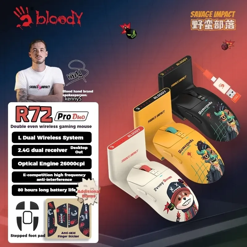 

A4tech Savage Tribe R72 Pro Wireless Mouse Gaming Esports Fps Computer Cs Pubg Lightweight Paw3395 Mouse Trendy Cool Boy Gifts