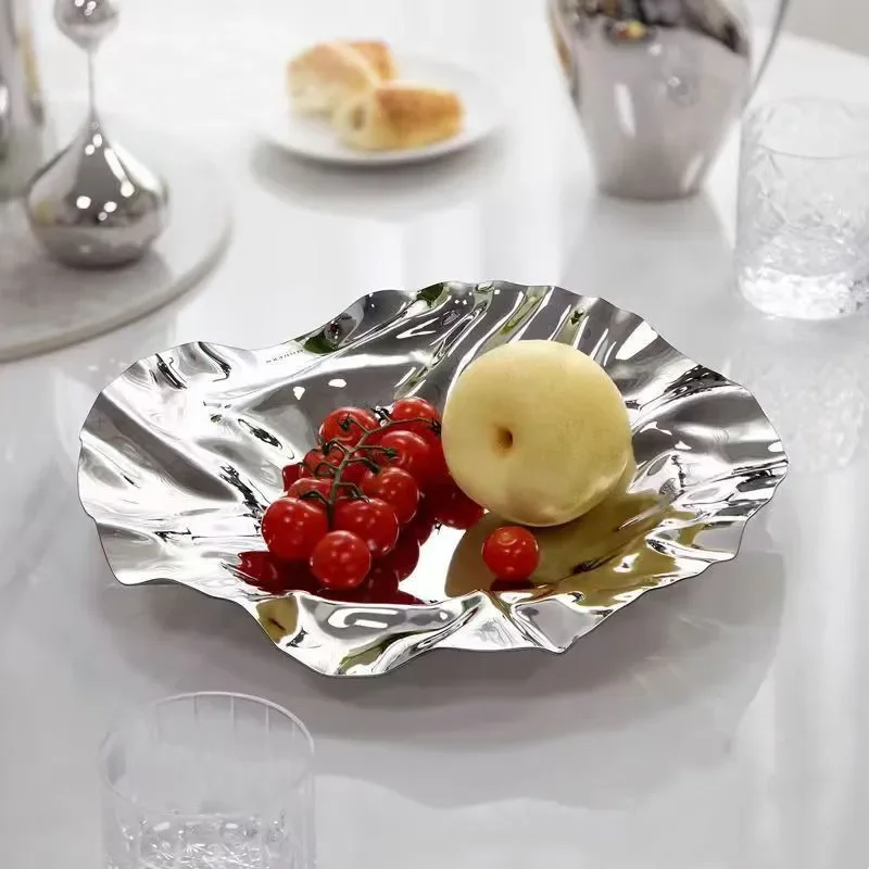 Luxury Stainless Steel Pleated Art Storage Tray, Irregular Petal Fruit Tray for Home Use, Aromatherapy, Jewelry Storage Tray 2