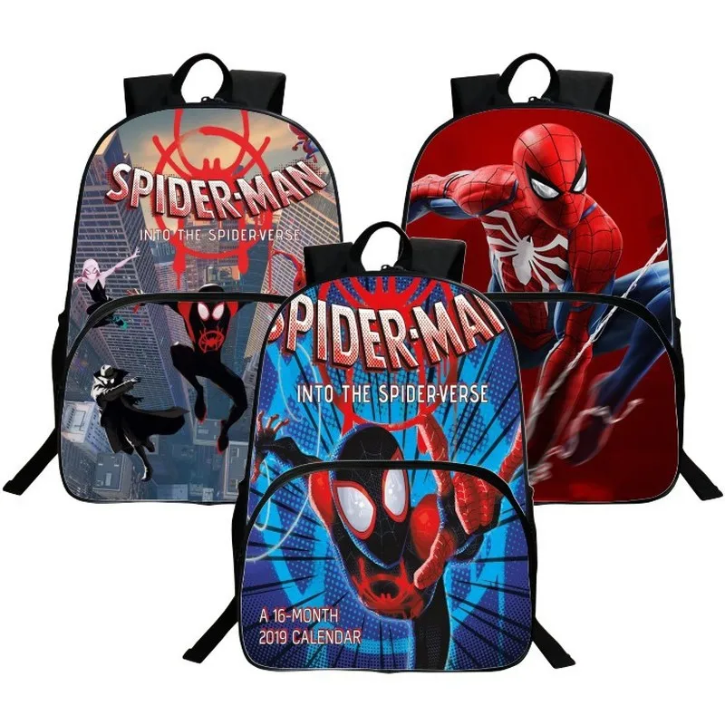 Marvel Anime Figure Parallel Universes Spiderman Miles Morales Gwen Stacy Children\'s Student Backpack Schoolbag Birthday Gifts