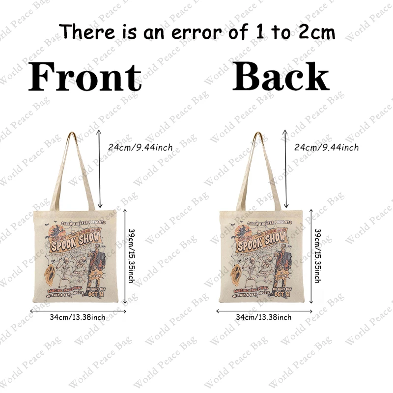 1 pc Halloween Crewneck Monster Frankenstein patternTote Bag Canvas Shoulder Bag For Travel Daily Commute Women's Reusable