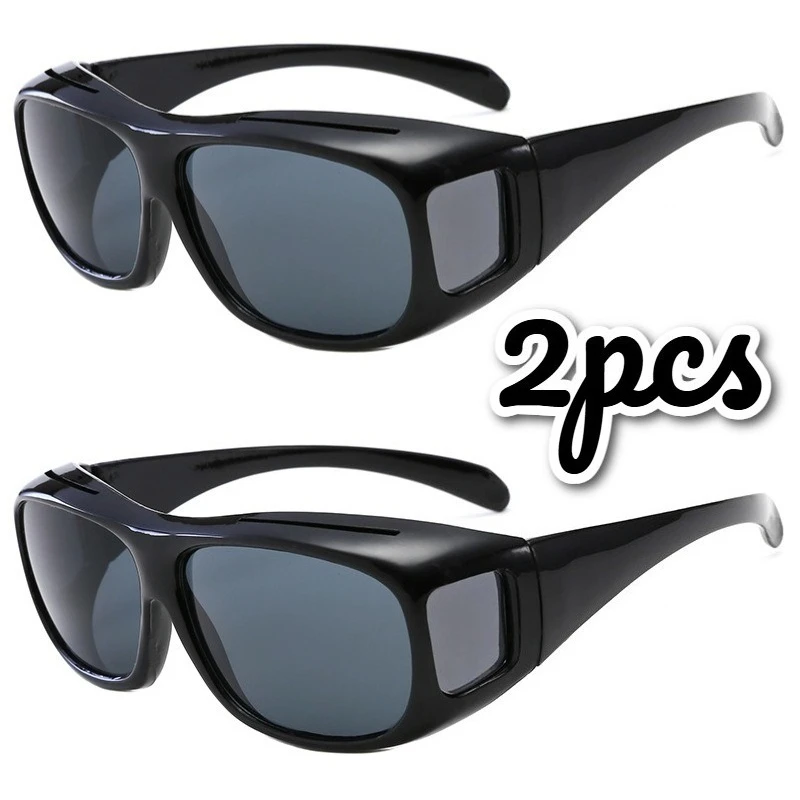 2‑Pack Unisex HD Day & Night Driving Sunglasses, Panoramic Anti‑Glare Night Vision Sports Glasses