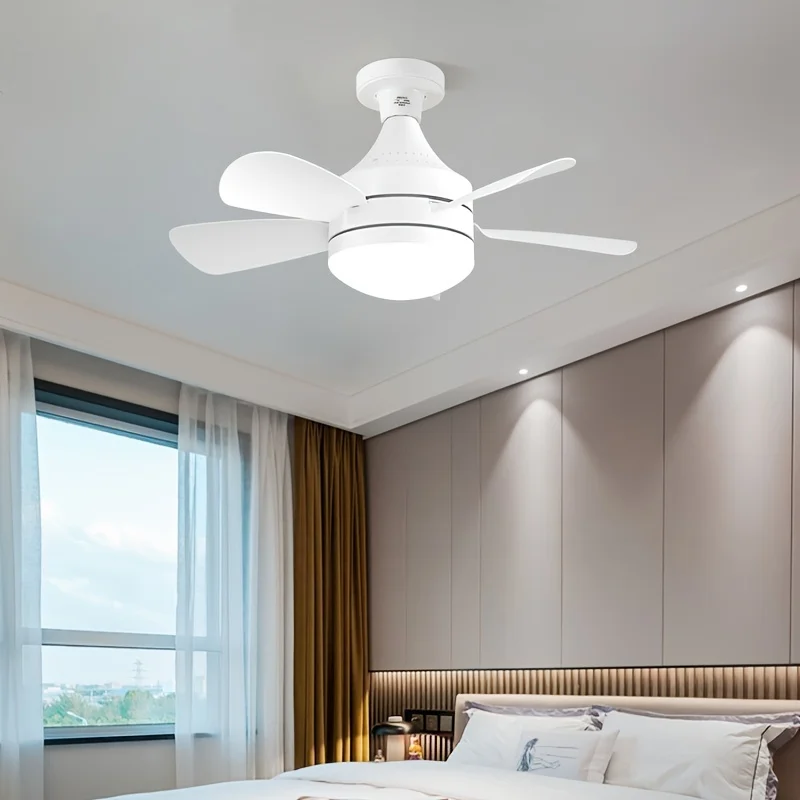 Ceiling Fan Five Leaf Fan Light E26/27 Socket Fan Light Original LED Ceiling Fans with Remote Control 3-Speeds Memory Dimmable