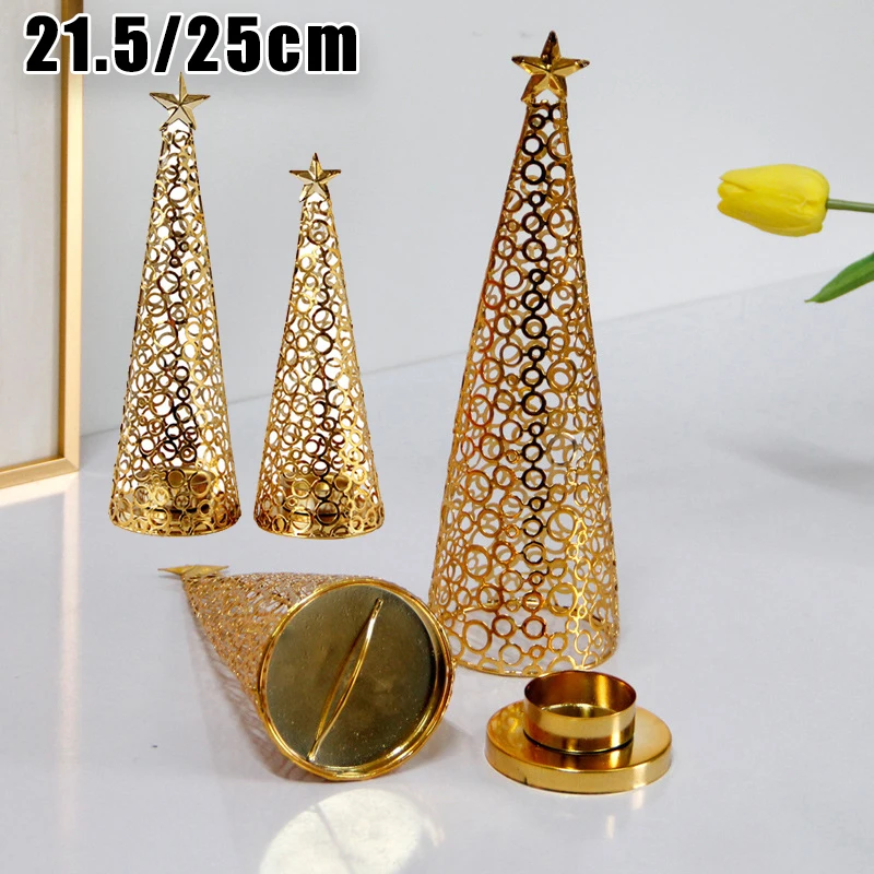 Europäischer Weihnachtsbaum-Kerzenhalter aus Metall, Teelichtständer, Hochzeit, Party, Herzstück, festliche Tischdekoration