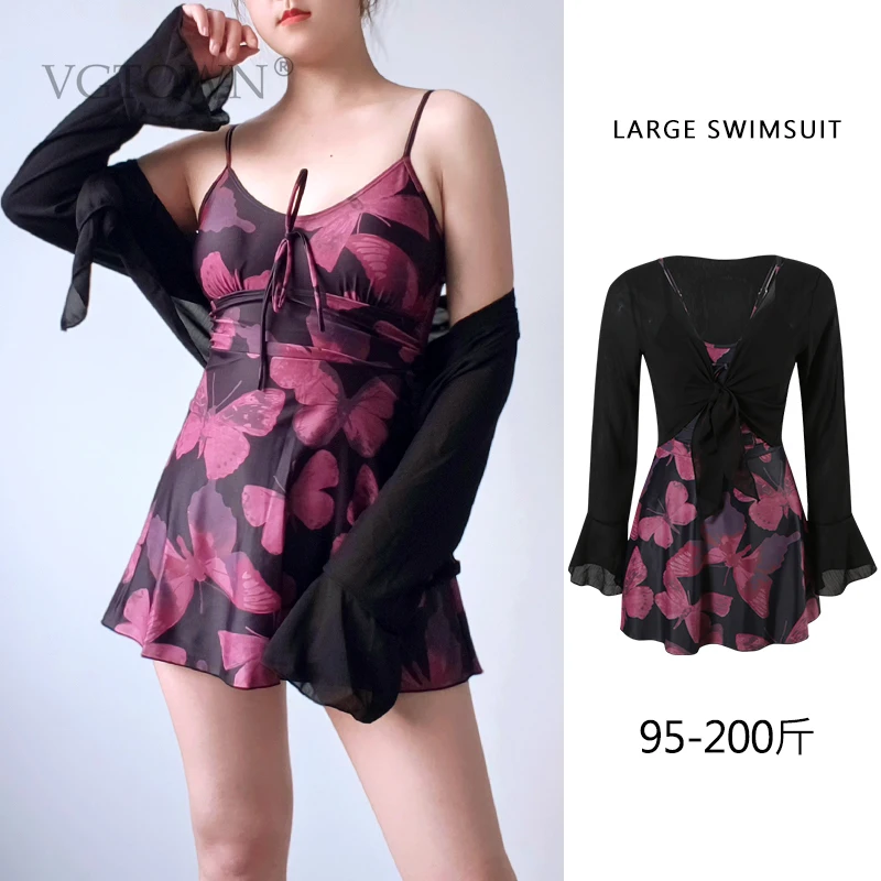 Plus Size M-5XL One Piece Swimsuit Women  Beach Dress Ruffled Mesh White Cover-Ups Summer 2025 New Sexy Hot Spring Swimwear