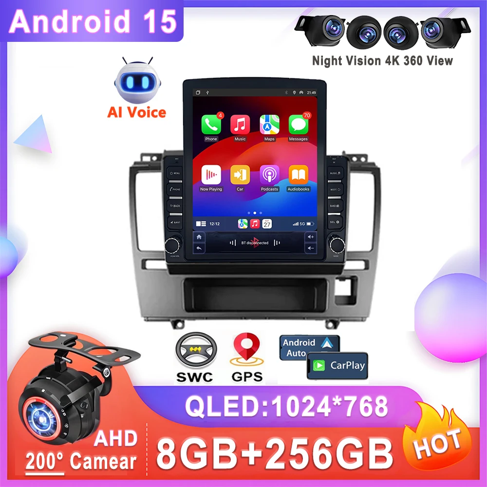 

9,7-дюймовый Android 15 для Nissan Tiida C11 2004-2013, Android, авто, мультимедийное радио, стерео, сенсорный экран, навигация, автомобильный DVD, GPS BT