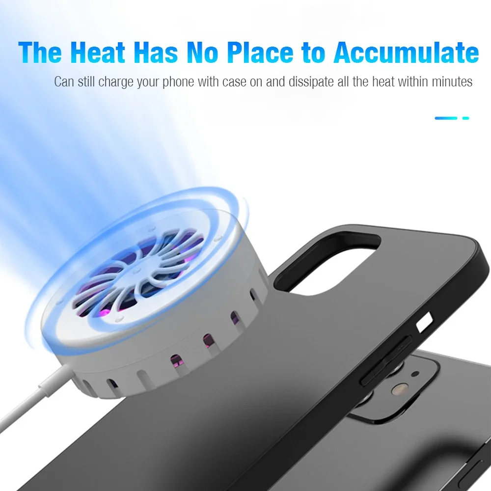Mobile Phone Magnetic Wireless Charger Cooling Fan Cooler Radiator For Magsafe Apple iPhone 13 12 Pro Max Wireless Charger Fan