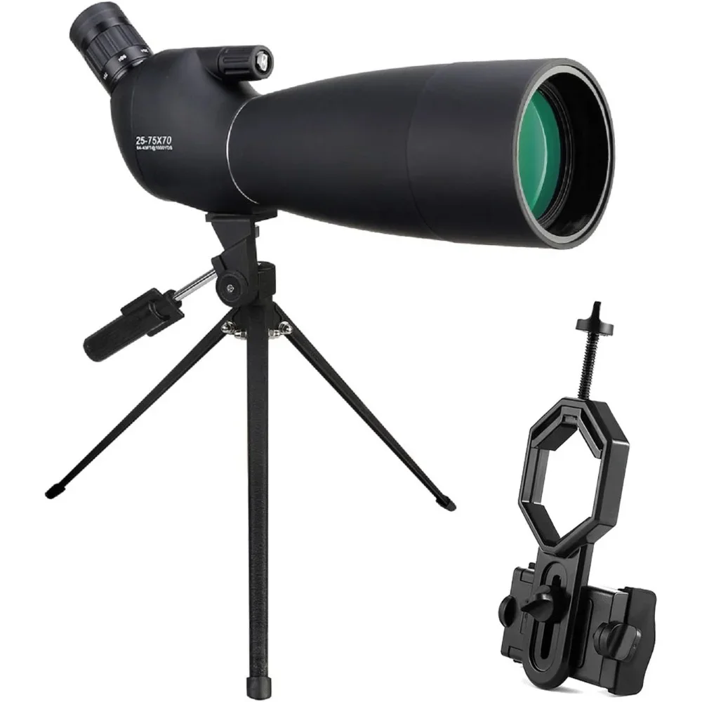 

Spotting Scopes with Tripod, 25-75x70 with Phone Adapter, IP65 Waterproof Fogproof for Target Shooting, Bird Watching