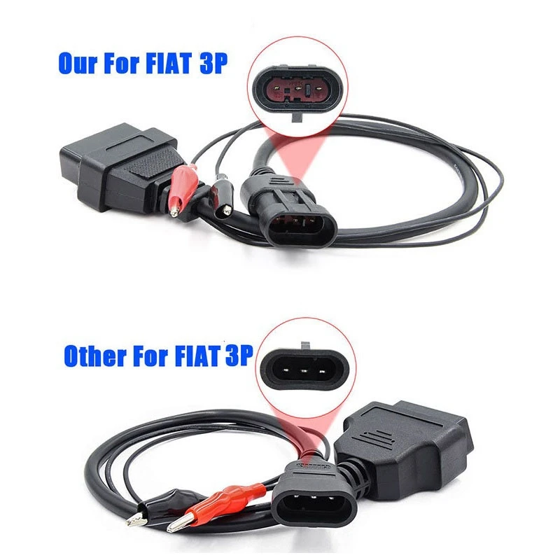 For Alfa Lancia Fiat 3 Pin To 16 Pin OBDII OBD2 Connector Adapter Car Cable Obd For Fiat 3Pin Diagnostic Cable-Y79A