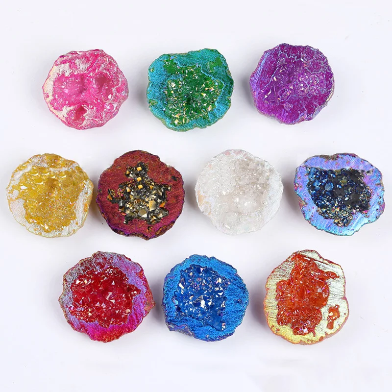 Naturalny Agat Geode Stone Nieregularne Uzdrawiające Kryształowe Geode Kamienie Syntetyczne Platerowane Kolorowe Skały Mineralne Okaz Dekoracja