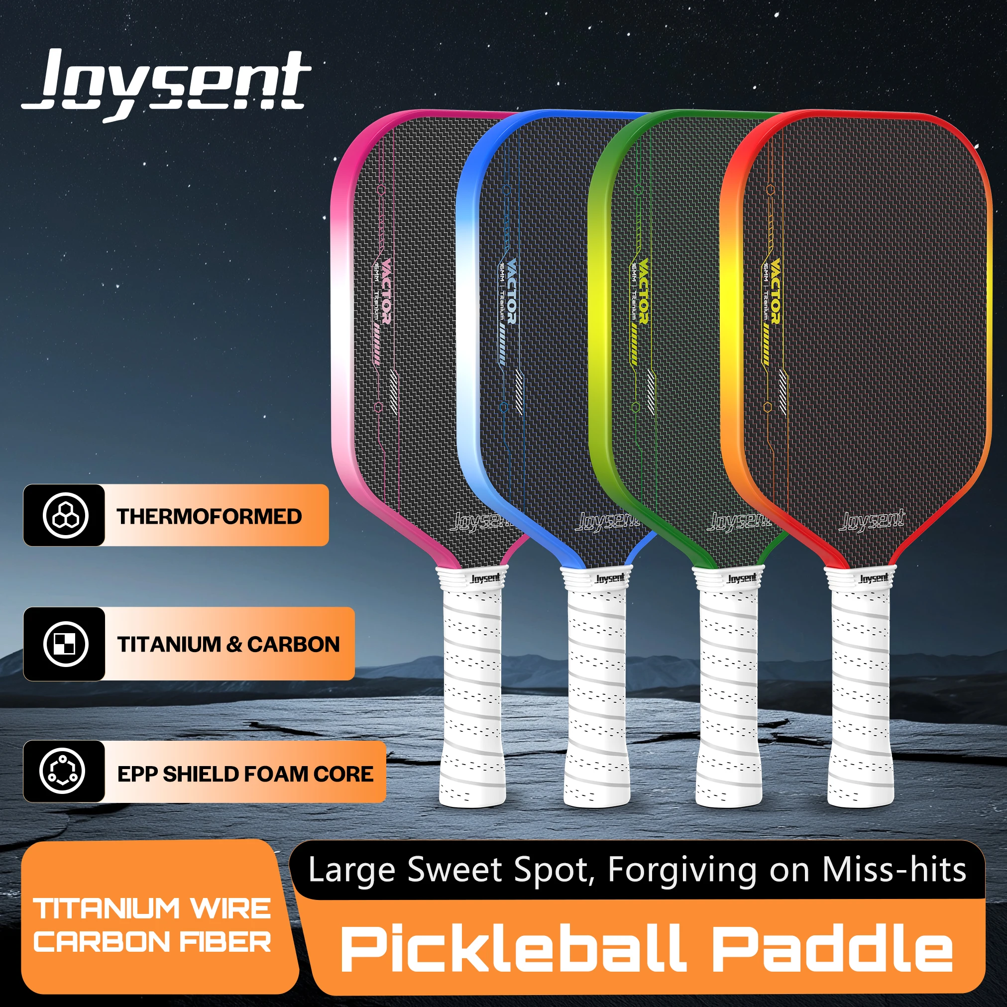 Joysent EPP Foam Core Pickleball Paddle Titanium Carbon Fiber Textured Surface 16mm Pickleballs Rackets For Spin Control&Power