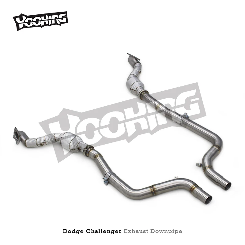OEM Catalyst Downpipe For Dodge Challenger 3.6L 2015-2023 Engine Polished Stainless Steel High Flow Pipe With Heat Shield
