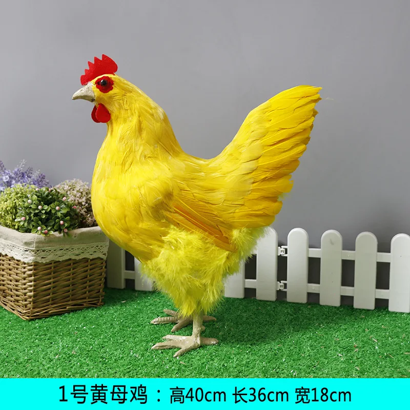 จําลอง Hen Hard รุ่นขนาดใหญ่ 40x18X39 ซม.polyethylene & feathers Hen Chick หัตถกรรม YARD ฟาร์มตกแต่งของเล่นของขวัญ s1137