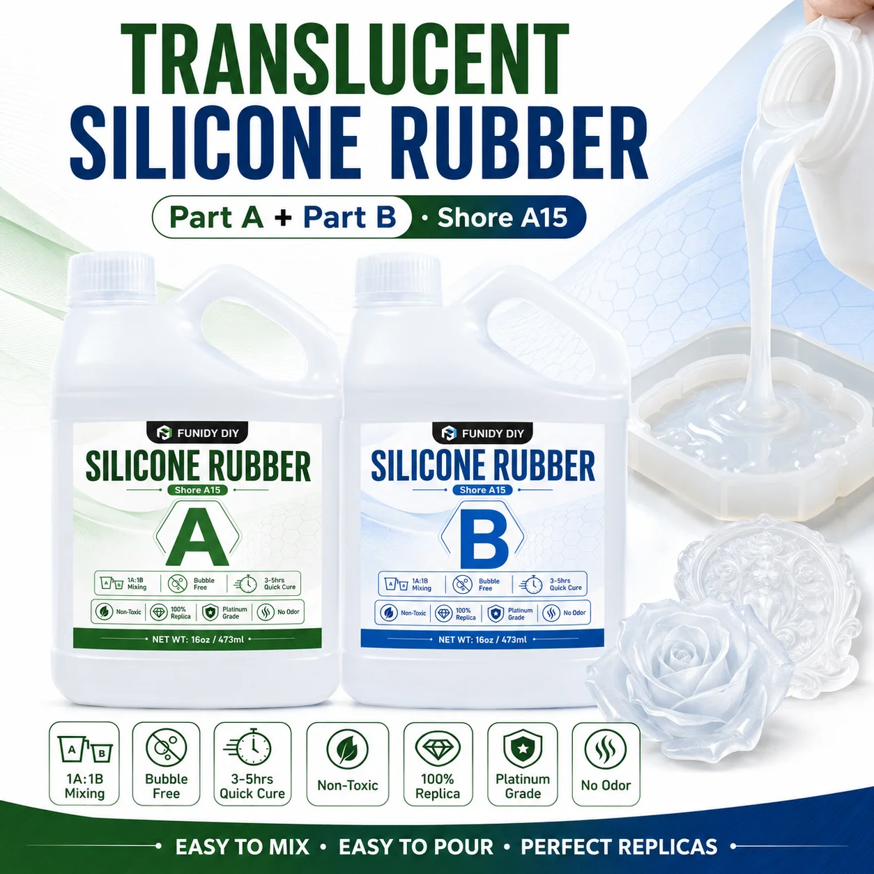 シリコンゴム型作成キット - 樹脂鋳造ツール、キャンドル作り - Casting Mold Jewelry Silicone Rubber のレビューと価格