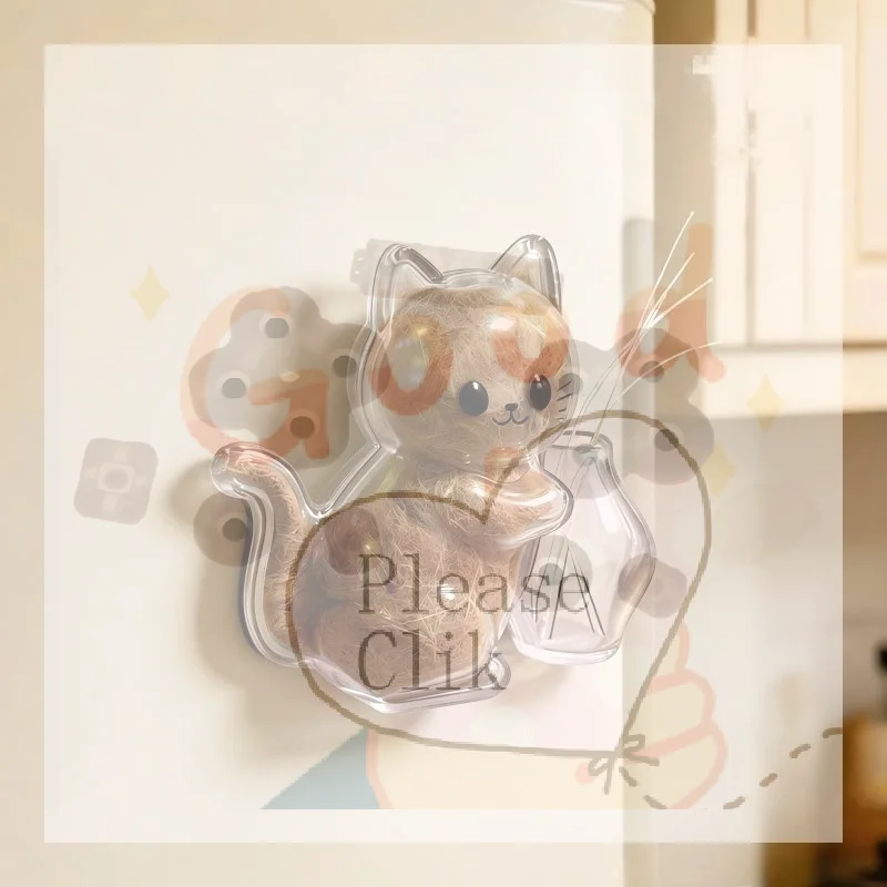 【HG】Cute Pet Fur Storage Refrigerator Magnet Transparent Acrylic Pet Cat Fur And Whiskers Memory Capsule Refrigerator Magnet