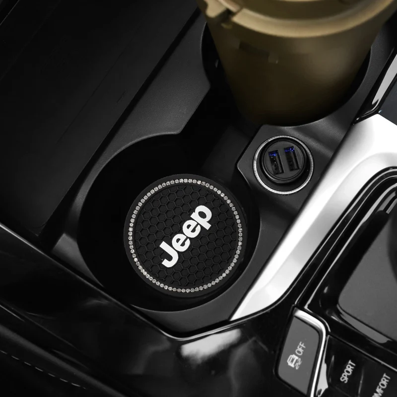 Auto Wasser Tasse Slot Pad Silica Gel Weiche Matte Auto Zubehör Für Jeep Renegade Kompass Grand Cherokee Wrangler Patriot Rubicon
