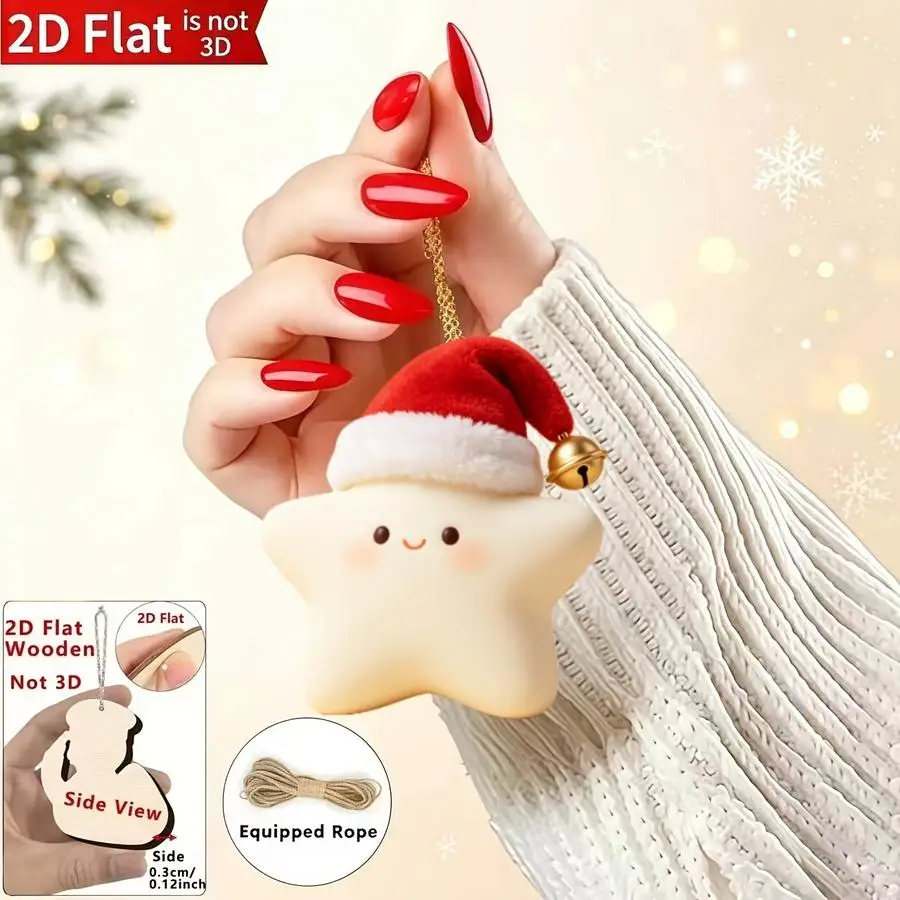 1/5/10/20/50/100pcs Flat 2D Christmas Decorations,  Beautiful Star Design, Decorative Hanging Ornaments, Perfect Christmas Gift