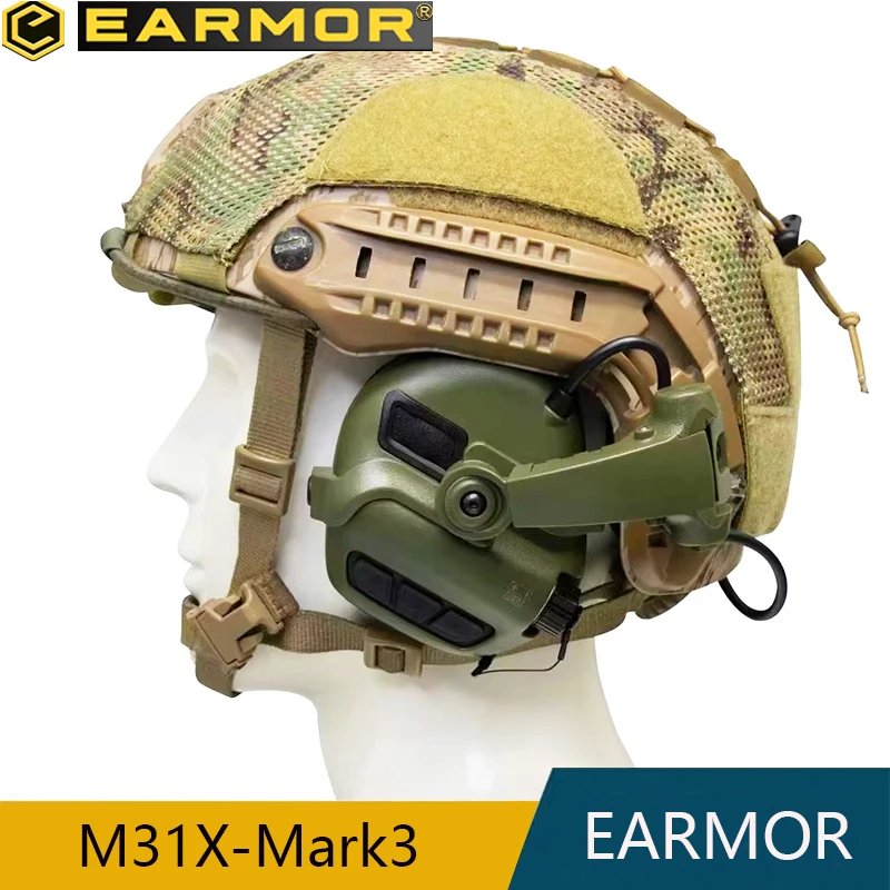 EARMOR-M31X-Mark3 tactische helmhoofdtelefoon, schietoorbeschermers, gehoorbeschermers, airsofthelm, geluidsisolerende oorbeschermers