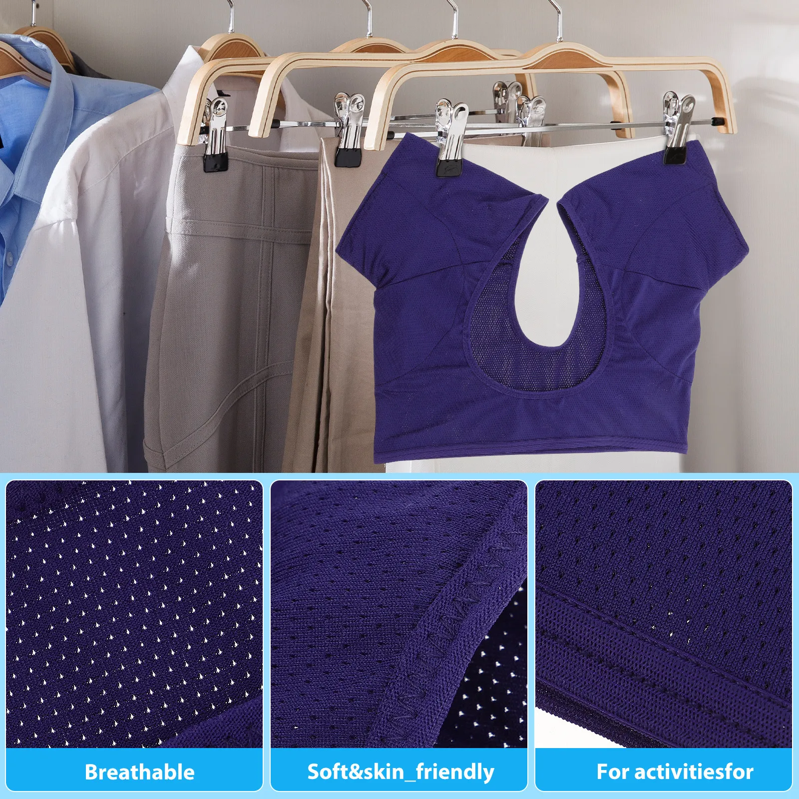 Underarm Sweat Absorbing Vest for Women Breathable Mesh Fabric Quick Dry Soft Lightweight High Elasticity Athletic Tank Top