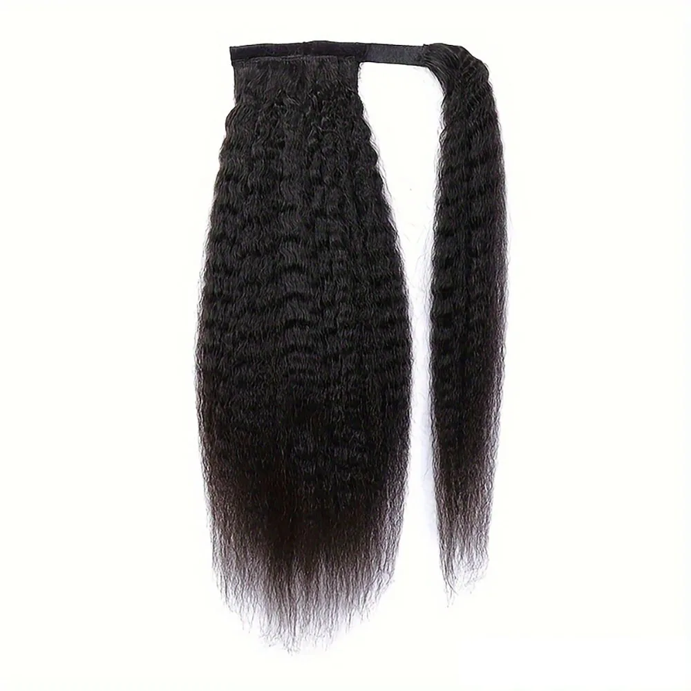 غريب مستقيم الشعر ذيل حصان مع معجون سحري 100% البرازيلي شعر الإنسان ذيل حصان ملحقات الشعر الطبيعي للنساء السود