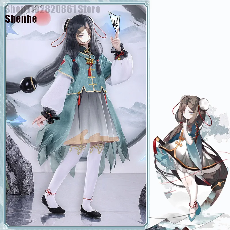 

Young Shen He Косплей Genshin Impact Косплей Cloud Retainer Косплей Shen He Kid Genshin Impact Shenhe Парик Униформа Женское Платье XL