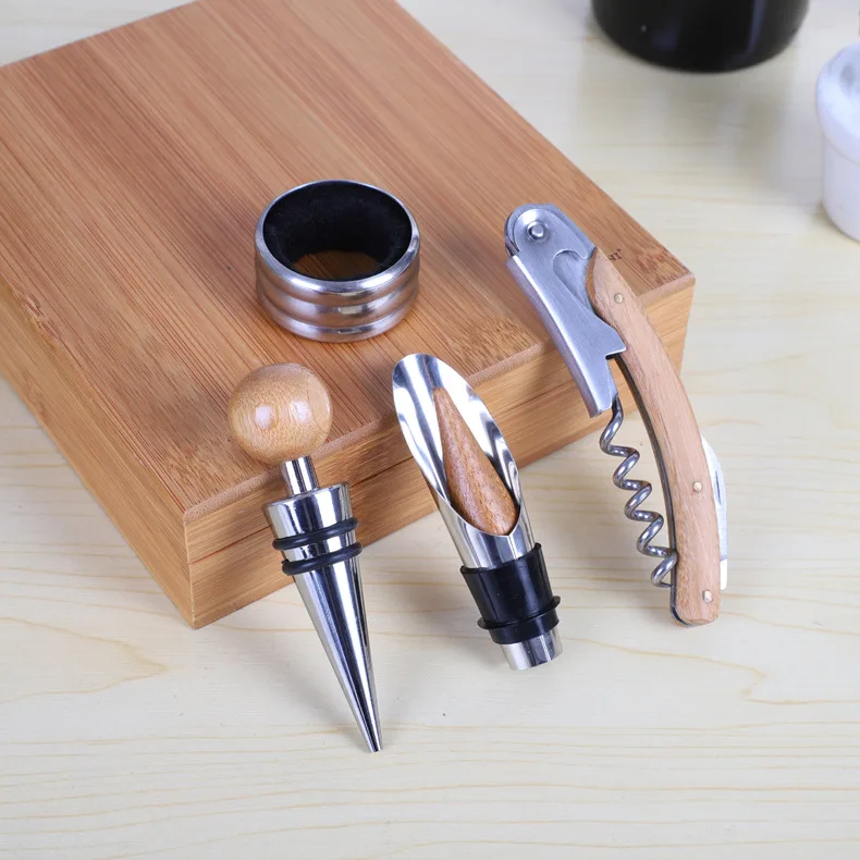 Bamboo Box Red Wine Bottle Opener 4-piece Set