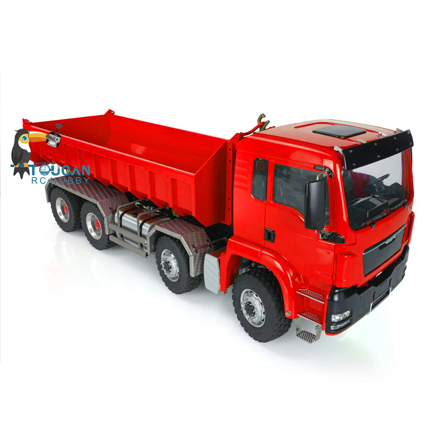 LESU 1/14 8*8  TGS RC Dumper Roll On/Off Truck Metal Hydraulic Lifting Painted Red Light Sound for Adults Gifts THZH0479