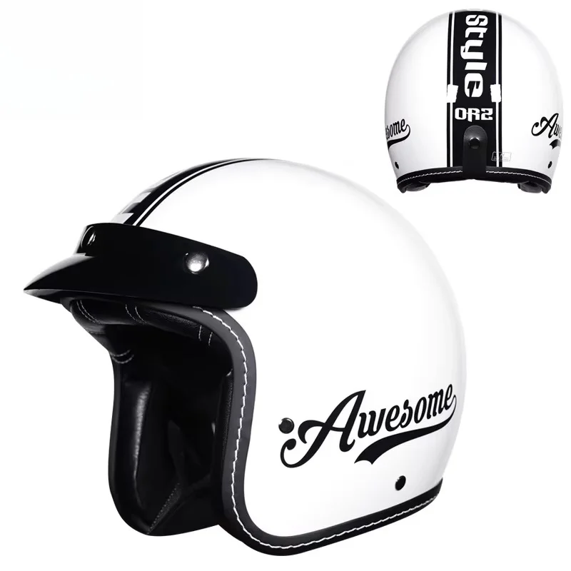 Retro Semi-open Motorcycle Helmet Cross-country Motorcycle Accessories Motorcycle Helmet 3/4 Retro Helmet in Winter