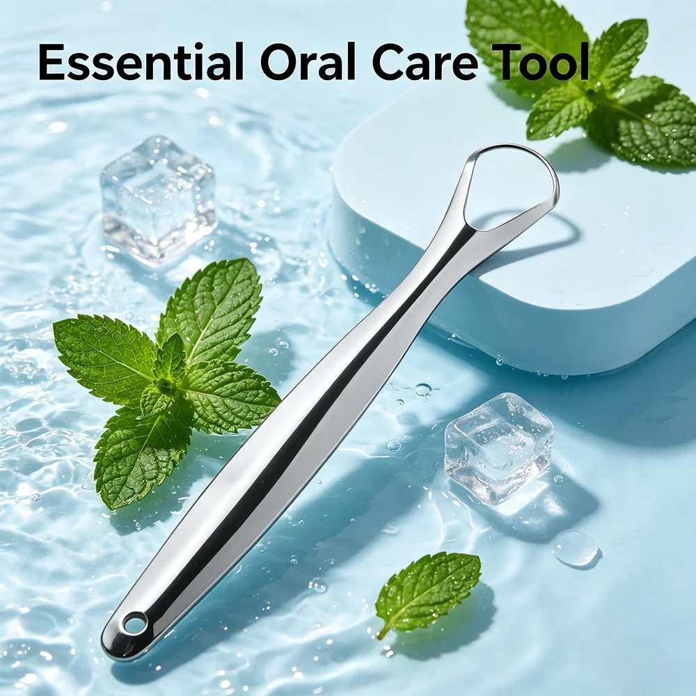 Stainless Steel Tongue Scraper, Travel‑friendly Tongue Cleaning Tool, Comfort Curved Shape, Sturdy Gadget for Home & Short Trips