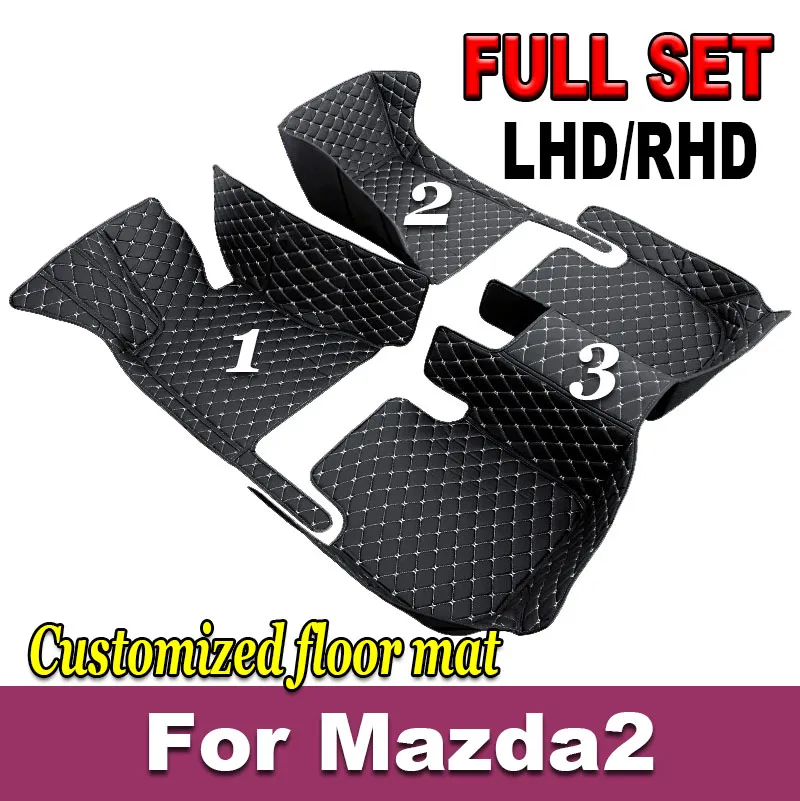 Car Floor Mats For Mazda2 Mazda 2 Demio Toyota Yaris R DJ DL 2015~2022 Leather Mat Rugs Carpets Interior Parts Car Accessories