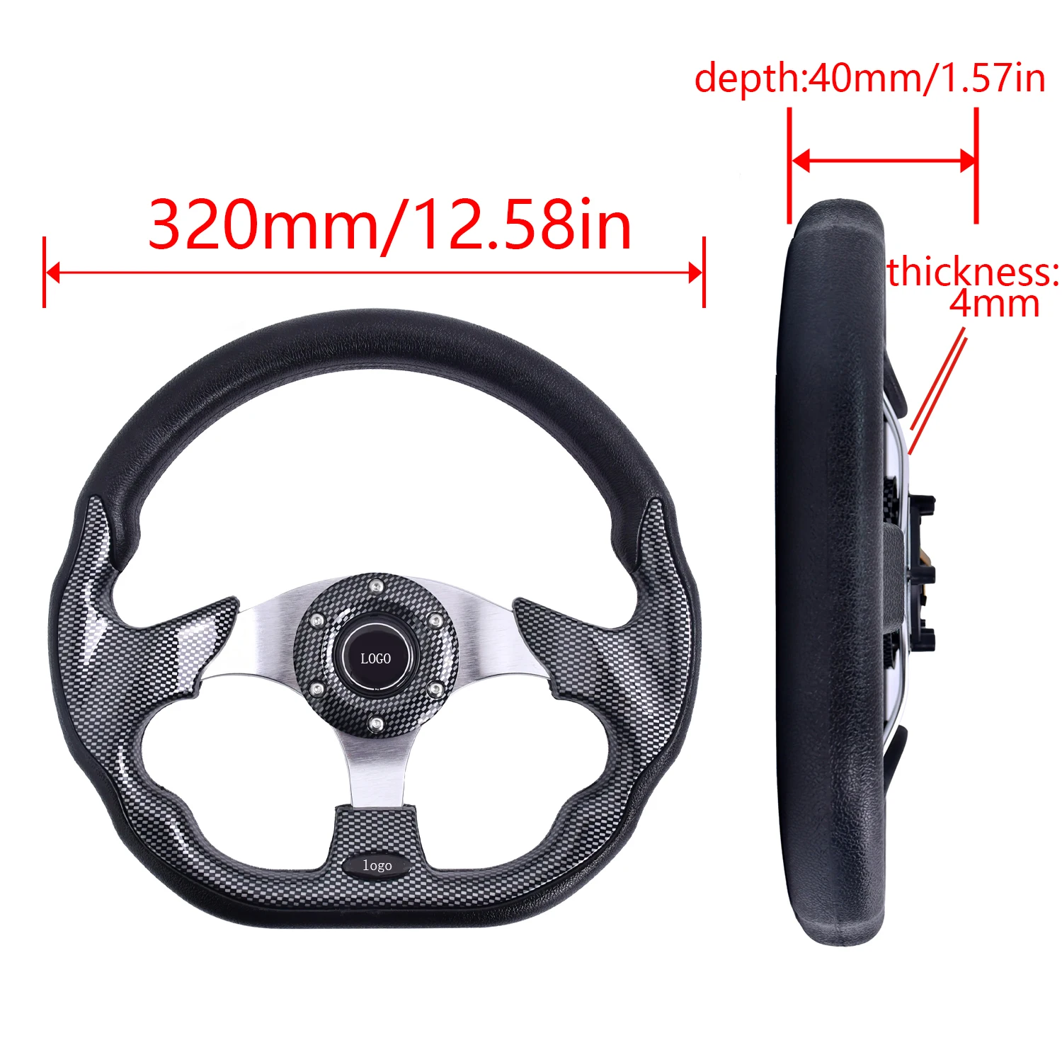 Factory Hot Sale Car Modification 320mm Universal Leather Sports Racing Kart Steering Wheel