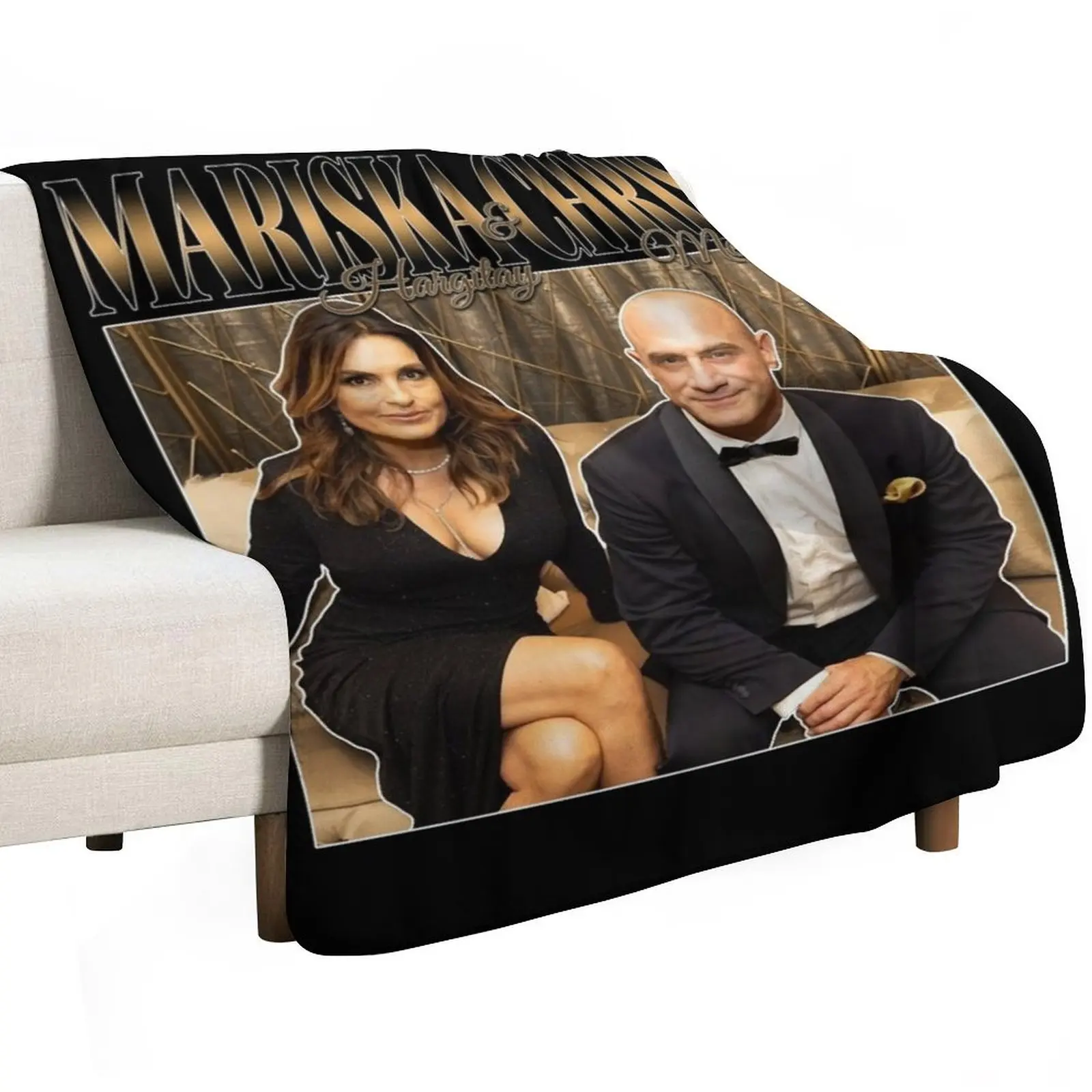Mariska Hargitay and Chris Meloni Chriska at the Emmys vol 2 90s Inspired Throw Blanket Thin Furrys Flannels Blankets