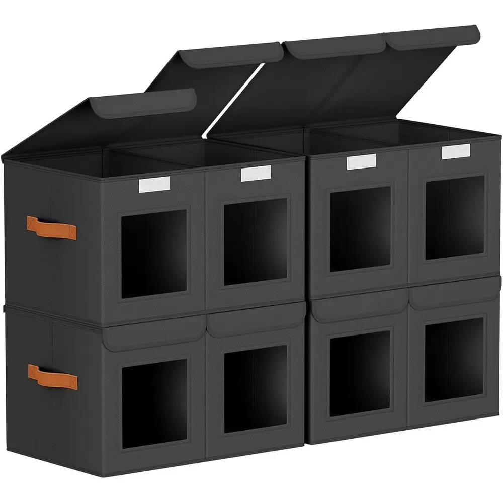 

Большие складные контейнеры для хранения в шкафу – органайзеры для одежды с крышками и двойным окном, тканевые контейнеры для организации одежды, размер S