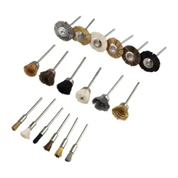 18pcs/set Mini Brass Steel Wire Brush Rotary Tool Drill Brush Cleaning Drill Grinding Wheel Rust Removal Hand DIY Polishing Part