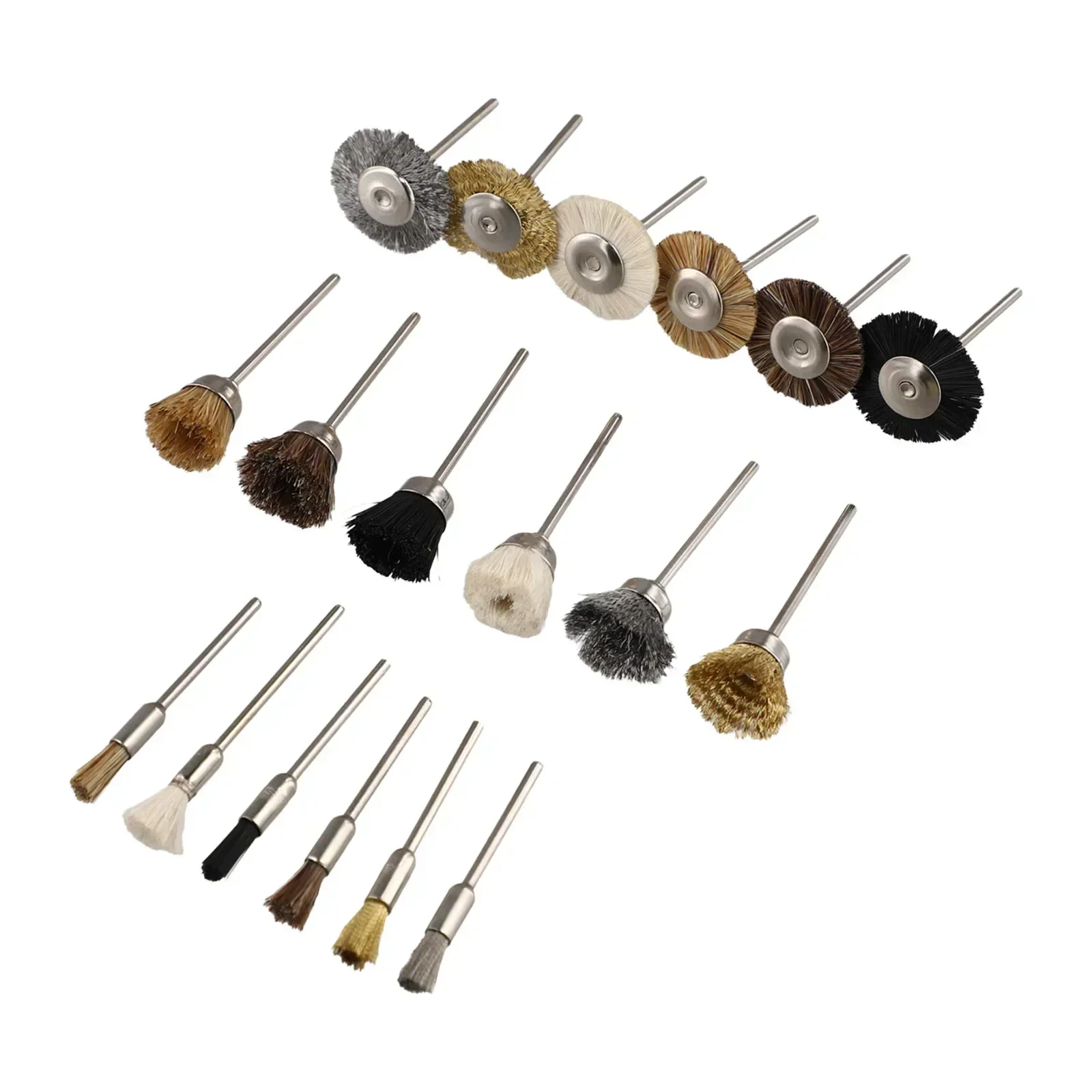 18pcs/set Mini Brass Steel Wire Brush Rotary Tool Drill Brush Cleaning Drill Grinding Wheel Rust Removal Hand DIY Polishing Part