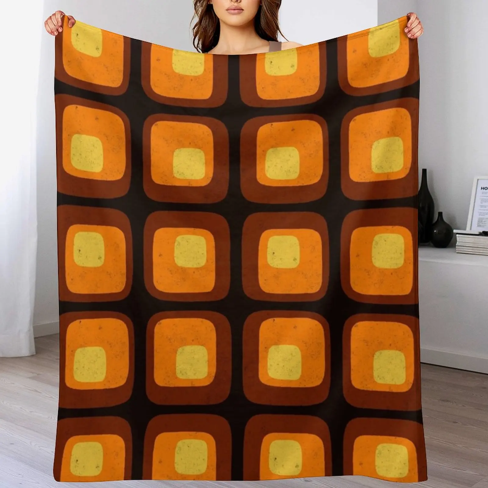 

60s Retro Mod Throw Blanket Soft Plush Plaid heavy to sleep Giant Sofa Blankets