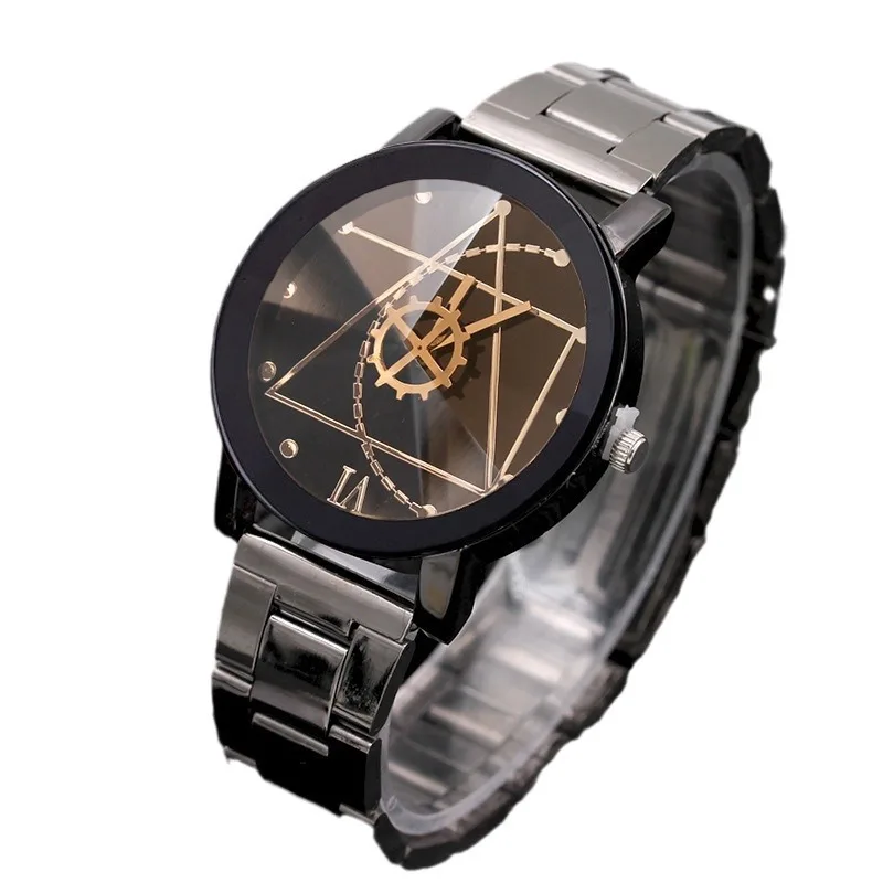 

Модные часы с компасом и поворотным столом со стальным ремнем, мужские и женские часы для пар