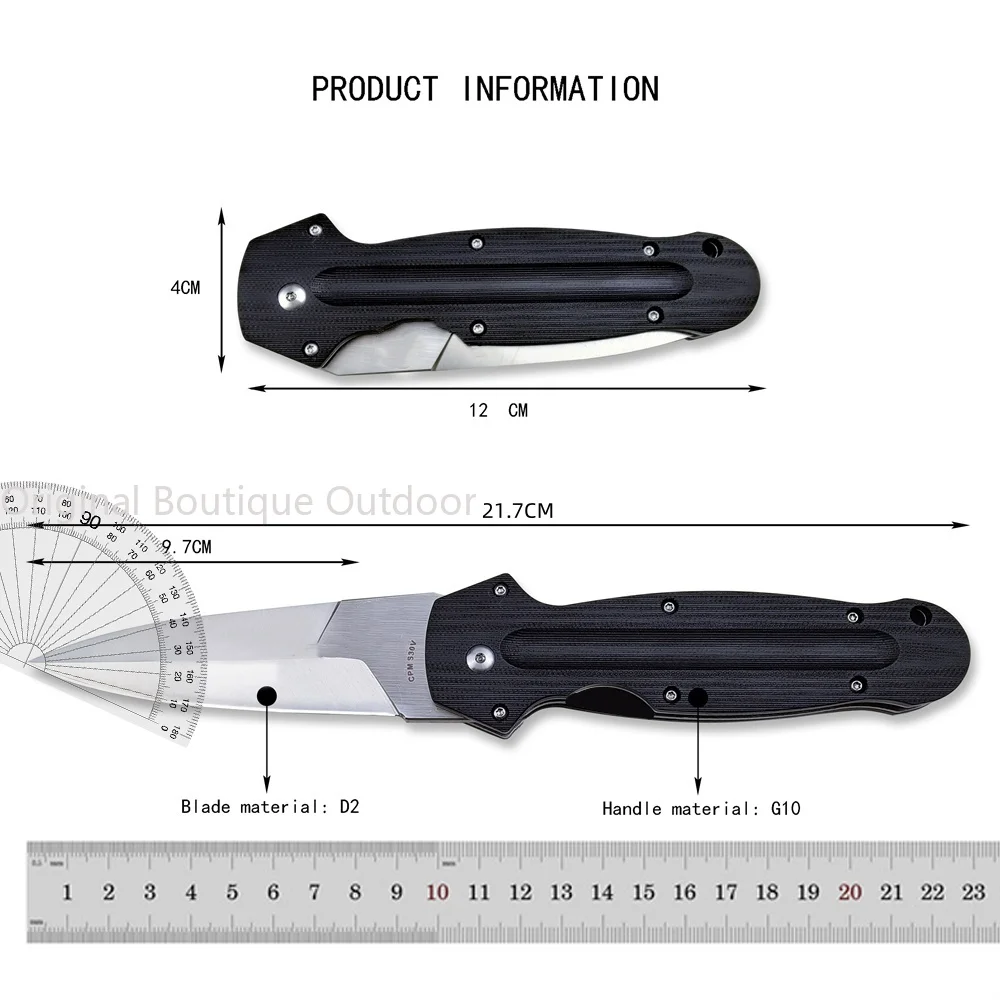 High Quality Pocket Defense Folding Knife D2 Blade G10 Handles Outdoor Hunting Tactical Knives Camping Utility Edc Multitool