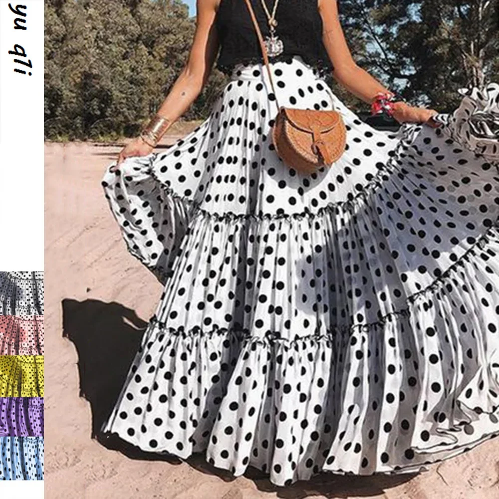 

2024 Summer European and American Fashion Polka Dot Skirt Fashion Sexy Casual Long Skirt