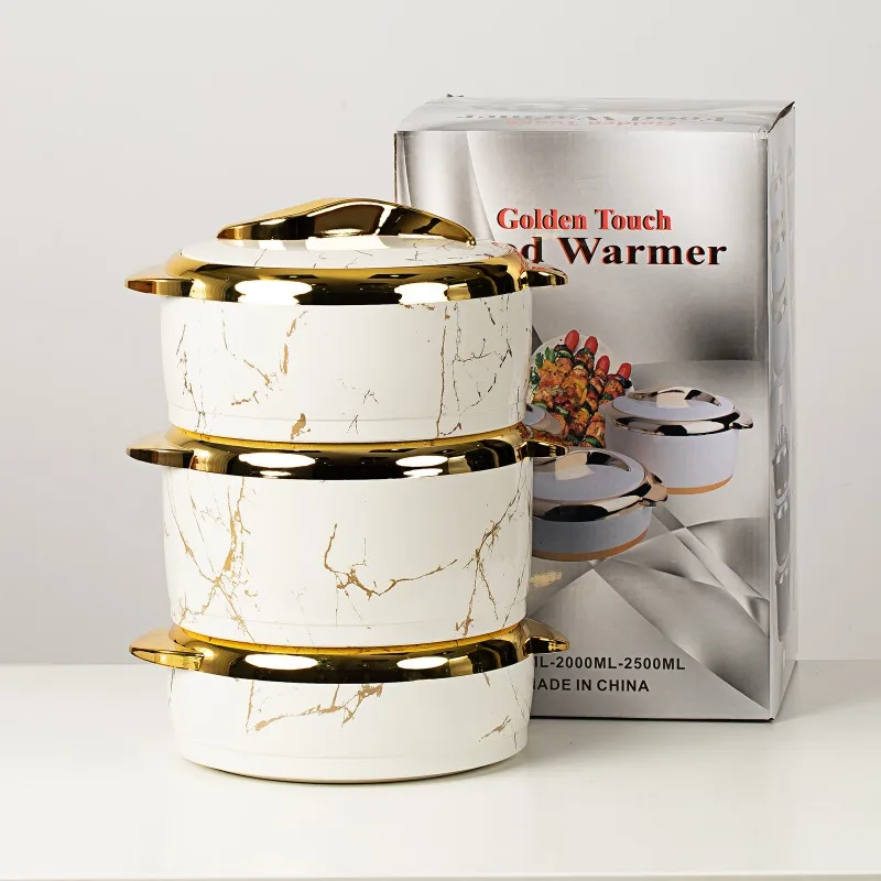 3Pcs 1500ml 2000ml 2500ml Round Food Warmer Container for Catering Serving