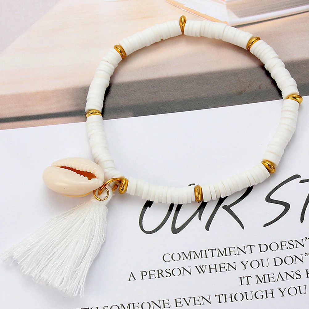 Shell Tassel Bracelet Hand Ethnic Pendant Clay Costume Jewellery Jewelry Polymer Miss