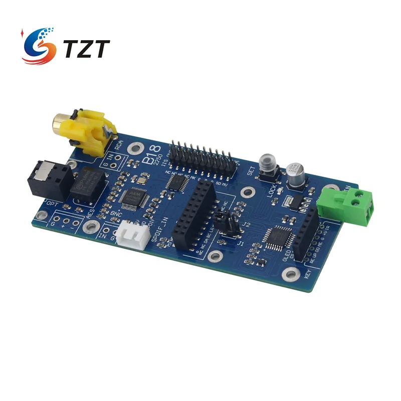 TZT B18 2.4-inch OLED Screen Version Audio Receiving Board SPDIF to I2S Receiver Board with IR Remote Control Kit