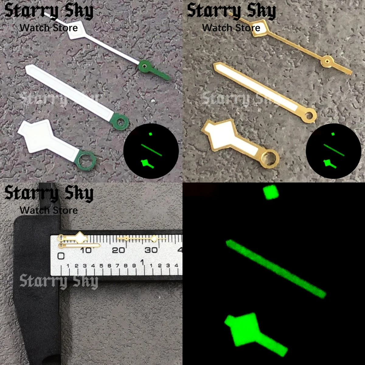 Jarum Jam Tangan Berkualitas Tinggi Warna Putih Hijau/Emas dengan Luminous Hijau Cocok untuk Aksesori Jam Tangan Gerakan Otomatis NH35A