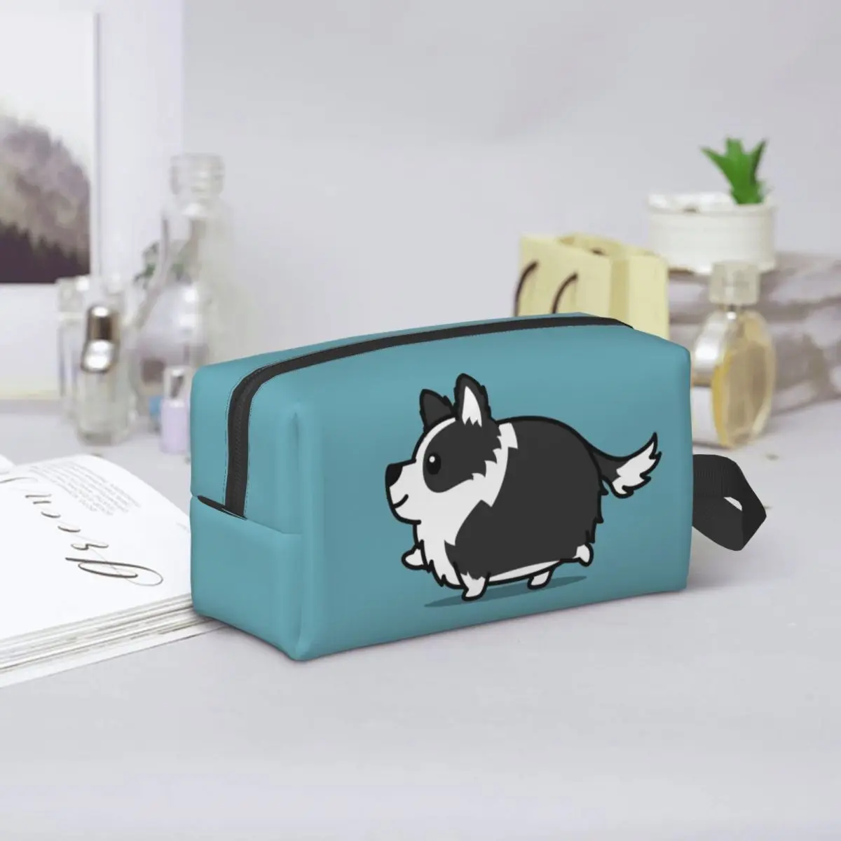 Cute Border Collie Makeup Bag Cosmetic Organizer Storage Dopp Kit Toiletry Cosmetic Bag for Women Beauty Travel Pencil Case