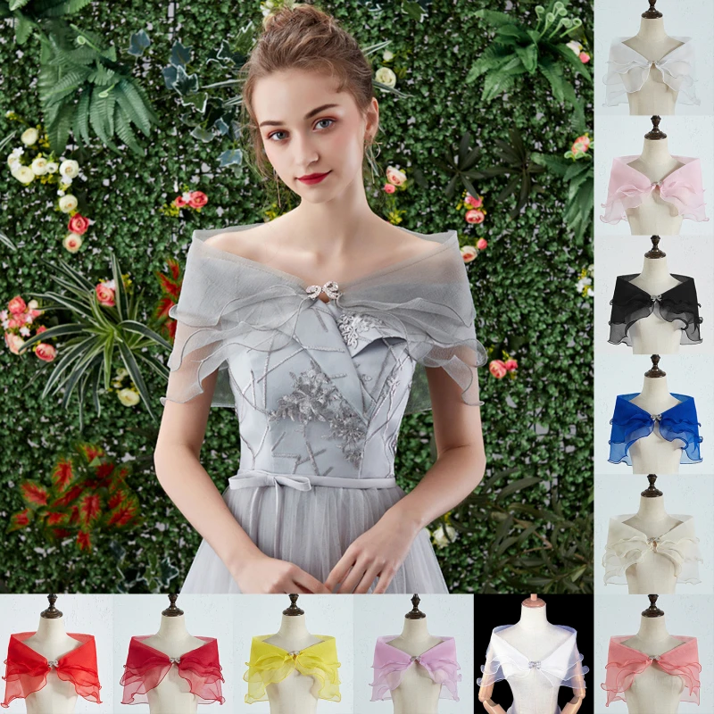 Bridal Shawl Romantic Fresh Sweet Wedding Banquet Dress Arm Covering Thin Butterfly Button Women\'s One Shoulder Shawl