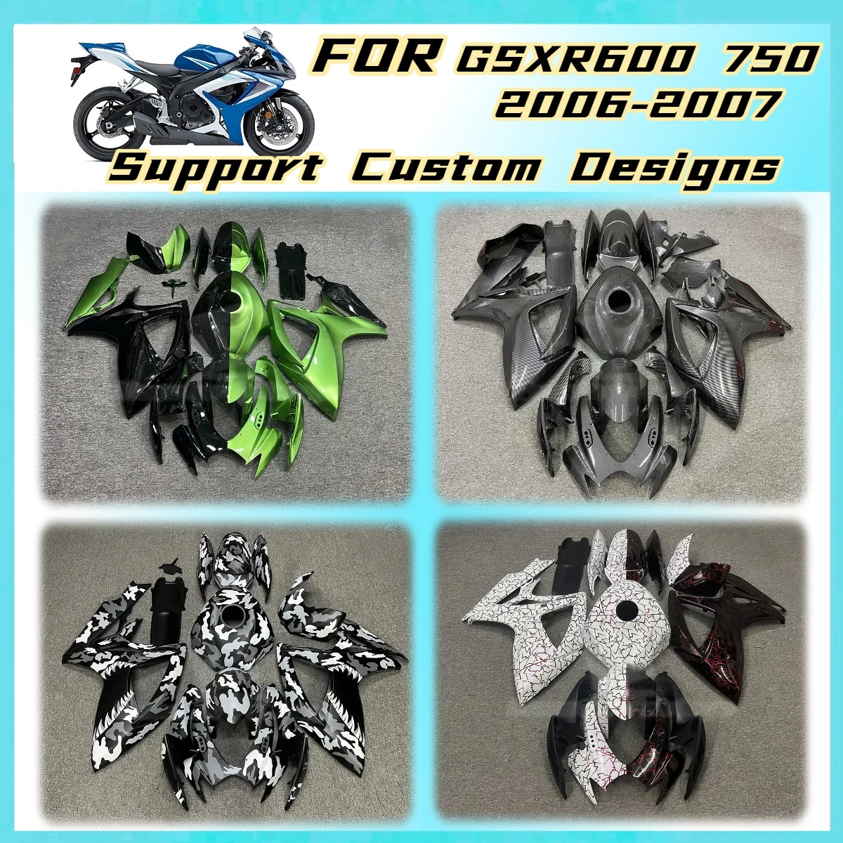 For Suzuki GSXR 600 750 2006 2007 Fairing Kit GSXR600 GSXR750 06 07 Injection Molded Fairings Motorcycle Cowlings Aftermarket