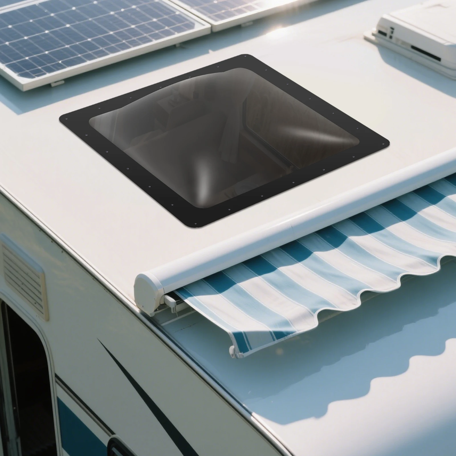 RV كوة القبة الخارجية استبدال جزء مادة الكمبيوتر مقاومة للأشعة فوق البنفسجية 26*26 بوصة أسود عالمي مناسب لسقف تخييم متنقل