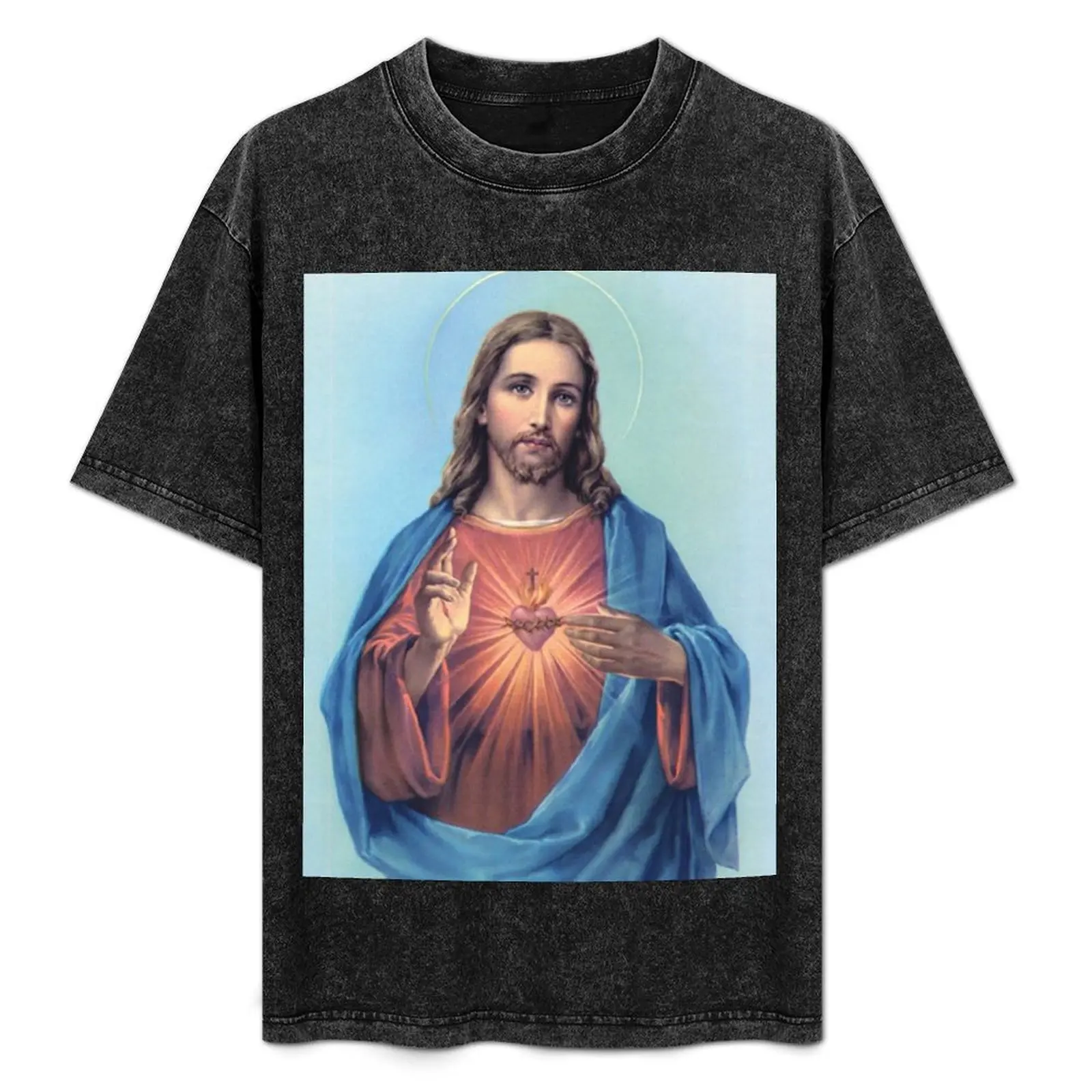 Sacred Heart of Jesus T-Shirt summer clothes tops oversized graphic tee anime shirts men