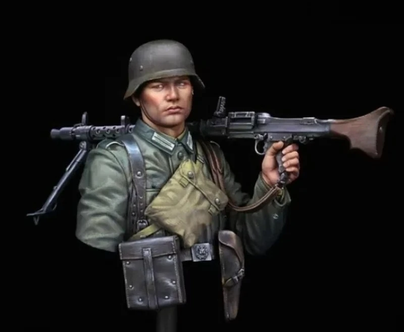 

1/10 Scale Die-Cast Resin Bust Model Kit MG34 Gunner Statue Unassembled and Unpainted